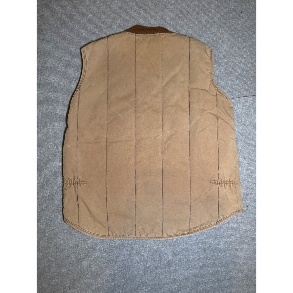 Walls Blizzard-Pruf Insulated Workwear Vest Tan Duck Canvas Red Lining Mens L - Picture 8 of 11